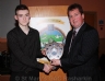 North Antrim Representative Niall Kearney presents winning captain Kieron Hardy the North Antrim 'B' Under 14 Hurling Shield